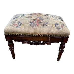 19th Century Victorian Eastlake Antique Carved Walnut Footstool