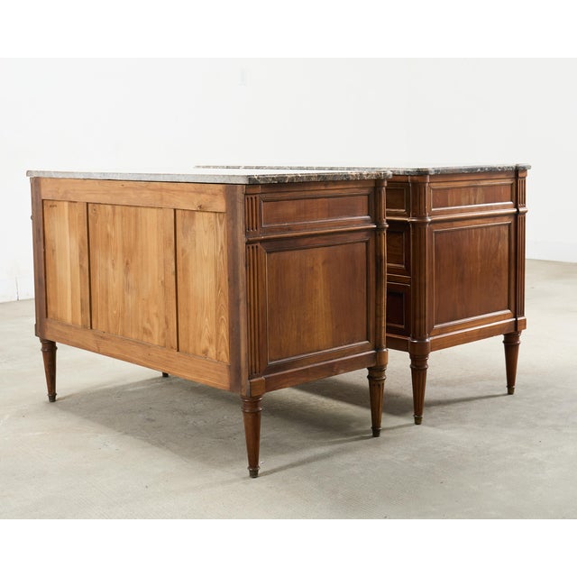 Pair of Louis XVI Style Marble Top Commodes Chest of Drawers For Sale - Image 18 of 18
