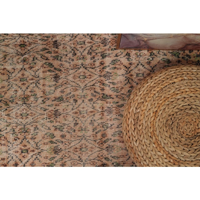 Textile 1970s Vintage Turkish Handmade Wool Cotton Beige Area Rug For Sale - Image 7 of 12