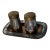 Vintage Mexican Abalone & Brass Salt and Pepper Set With Tray For Sale
