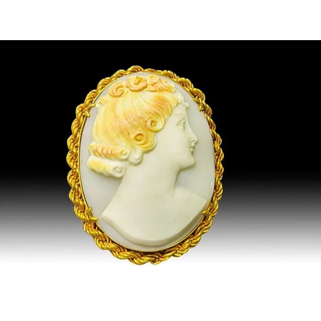 1920s 20th Century Oval Pendant in Yellow Gold Cameo in 18k, 1920s For Sale - Image 5 of 10