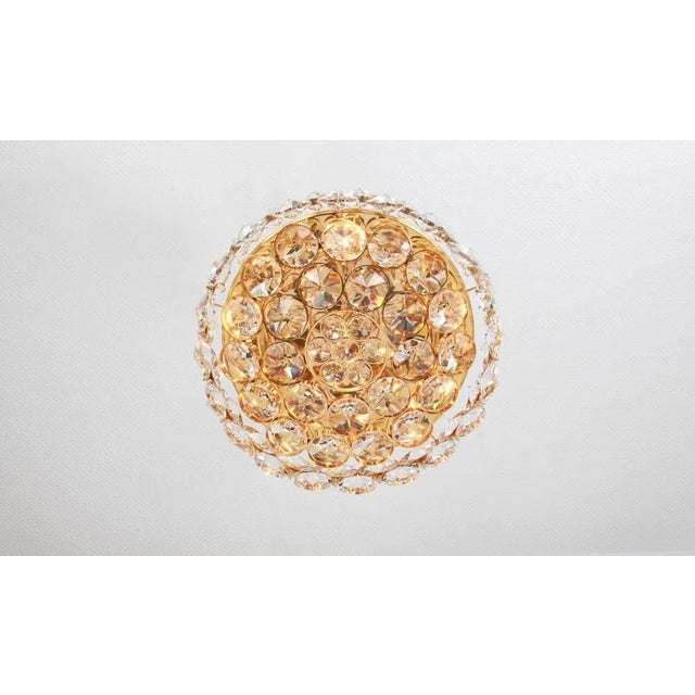 Gilt Brass and Crystal Glass Encrusted Chandelier from Palwa, Germany, 1970s For Sale - Image 10 of 11