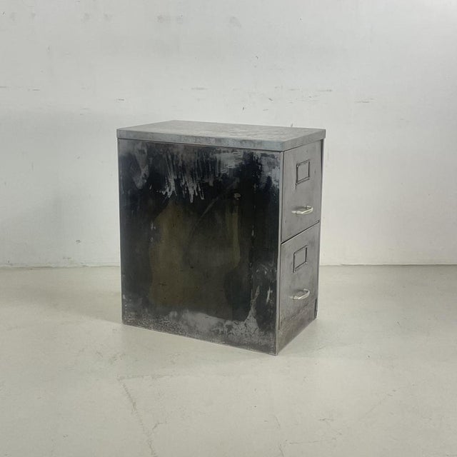 Polished Steel 2 Drawer Filing Cabinet For Sale - Image 5 of 8