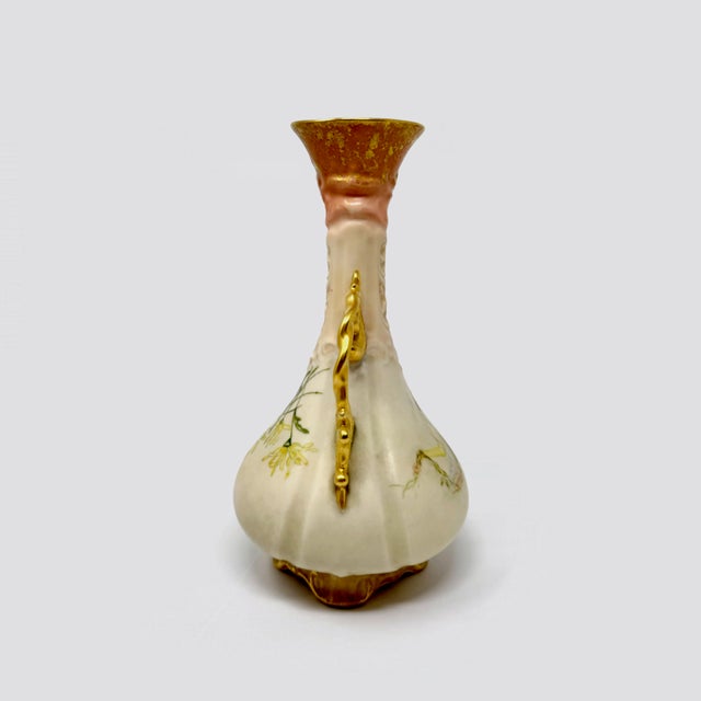 Antique Art Nouveau Portrait Vase - Gilded Scroll Handles For Sale - Image 4 of 7