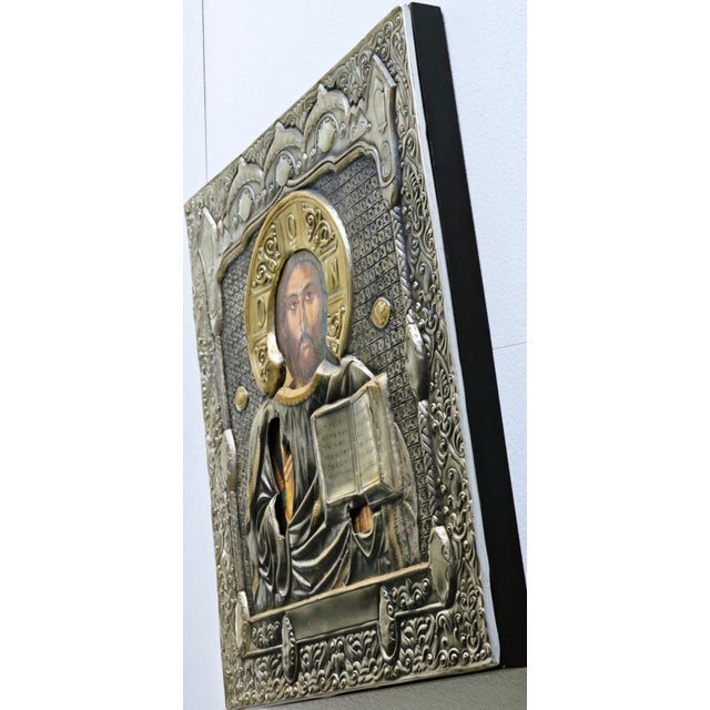 Orthodox Icon in Wood and Silver, 1800s For Sale - Image 5 of 6