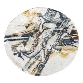 Round Ceramic Plate attributed to Jeppe Hagedorn, Denmark, 1960s For Sale