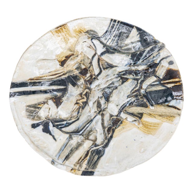 Round Ceramic Plate attributed to Jeppe Hagedorn, Denmark, 1960s For Sale