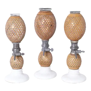 Set of Three Vintage French Caned Seltzer Bottles