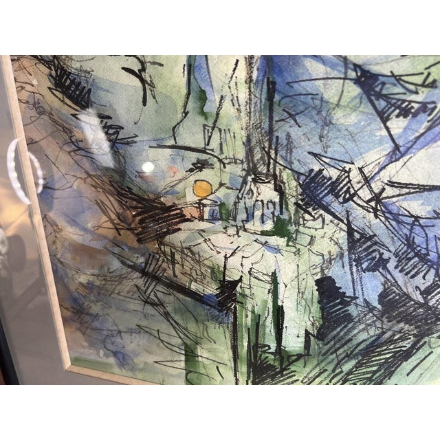 1980s Ancellin, Nude in the Workshop, 1974, Watercolor For Sale - Image 5 of 11