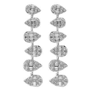 1.64ct Diamond Illusion Set Earrings 18k White Gold For Sale