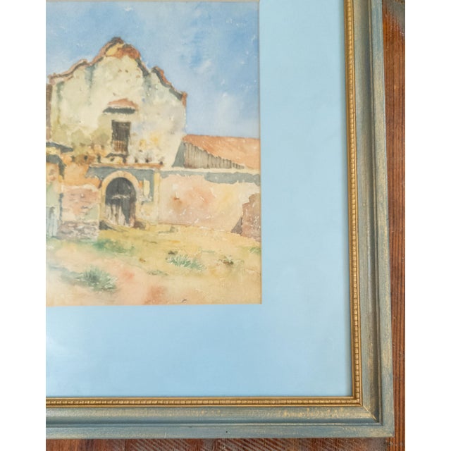 Late 19th Century 19th Century American Southwestern Watercolor Painting of San Diego California Mission For Sale - Image 5 of 14
