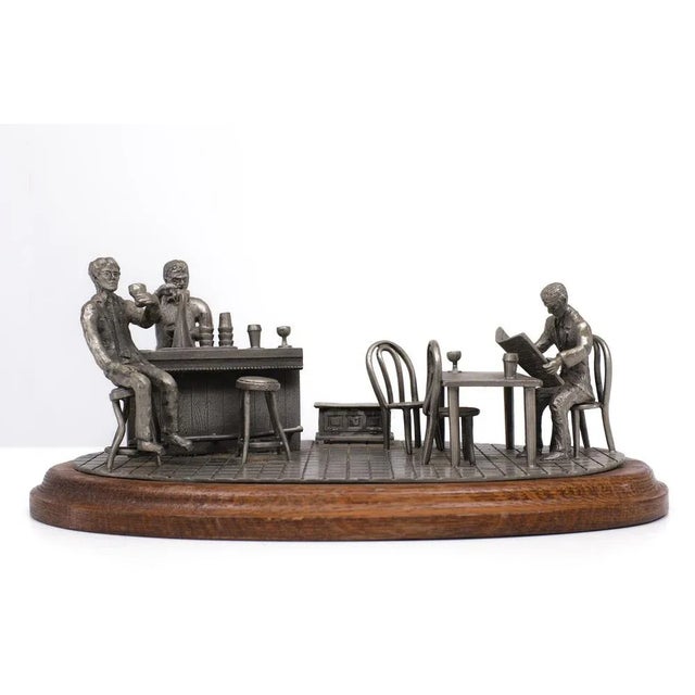 Silver Vintage Pewter Bar Scene by Tin Etain Zinn Pewter, 1970s For Sale - Image 8 of 10