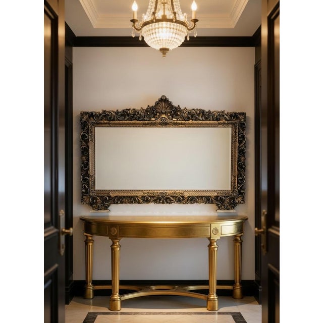 Baroque Large Baroque Wooden Mirror, 1940s For Sale - Image 3 of 14