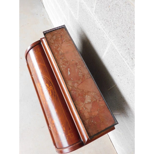 French Antique French Louis XV Style Marquetry Inlaid Cylinder Desk For Sale - Image 3 of 10