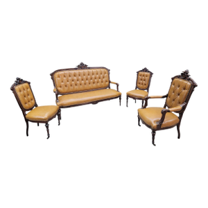 Antique French Regency Style Rosewood Parlor Set Newly Reupholstered - 4