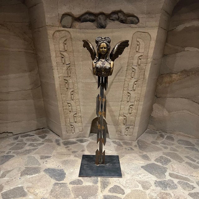 Greek Sphinx Sculpture Female Bronze Forged Steel For Sale - Image 13 of 13