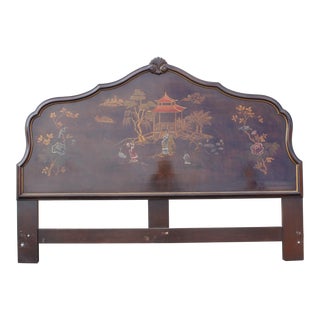 20th Century Chinoiserie Henredon Painted King Headboard For Sale