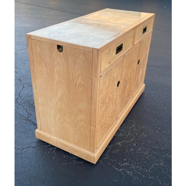 Drexel Heritage Olive Ash Burl Rolling Server Buffet or Bar Cart With Extendable Sliding Top For Sale - Image 10 of 18