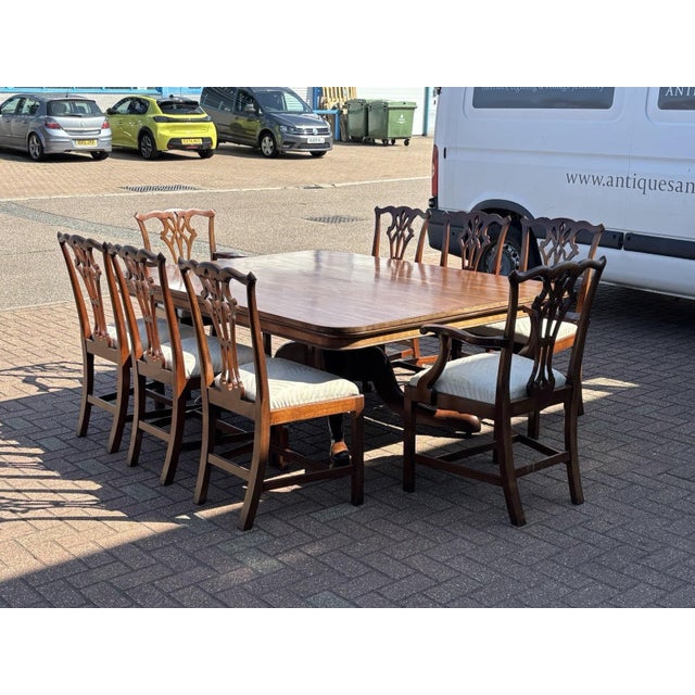 Antique Mahogany Dining Table and Chairs, Set of 9 For Sale - Image 18 of 18