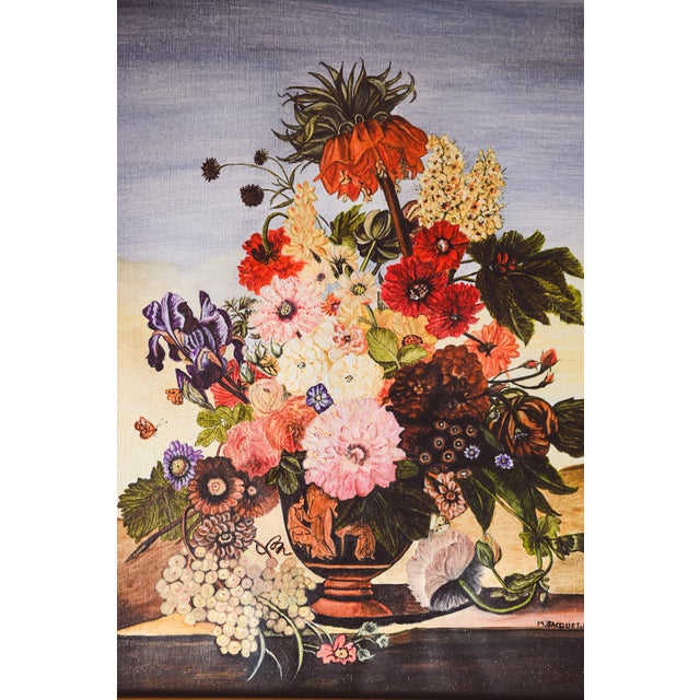 1970s M. Jacquet Lecomte, Floral Bouquet, 1970s, Oil on Canvas For Sale - Image 5 of 5