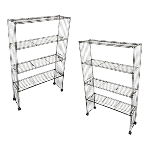 Mid-Century 4-Tier Iron Wire Art Display Shelf Bookshelf, Pair