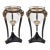 Pair of French Empire Style Bronze Swan & Glass Hurricane Lamp Candle Holders For Sale