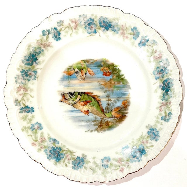 Antique Edwardian Porcelain Fish Service for Eight - Joseph Schachtel, Germany- 9 Pieces For Sale - Image 4 of 12