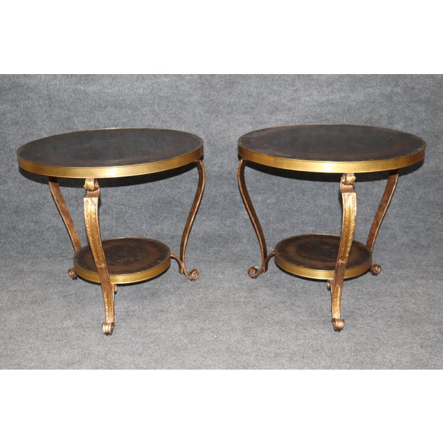 French Pair of Solid Brass or Bronze Patinated Gueridons by Century Furniture Company For Sale - Image 3 of 10