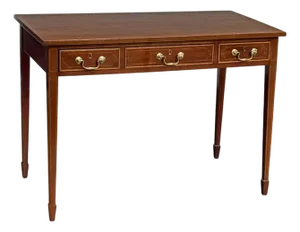 English Writing Table or Desk of Inlaid Mahogany From the Edwardian Era