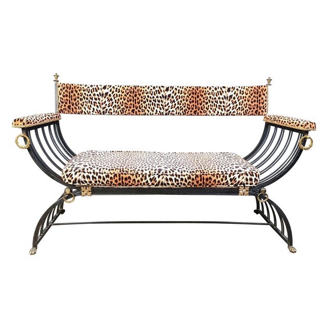 Curule Bench in the style of Maison Jansen, 1960s For Sale - Image 12 of 12