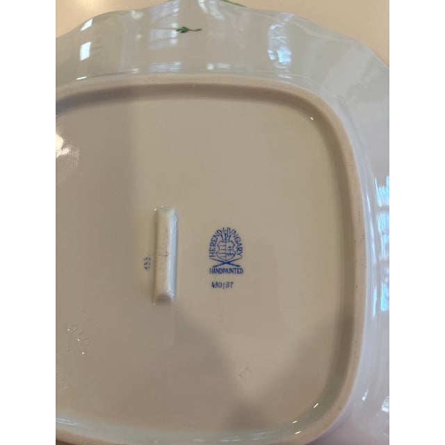 Mid 20th Century Her End Hand-Painted Floral Porcelain Square Tray With Applied Leaf Handles For Sale - Image 5 of 7