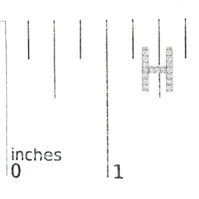 Early 21st Century 10K White Gold 1/10 Cttw Diamond 'H' Initial Stud Earring For Sale - Image 5 of 5