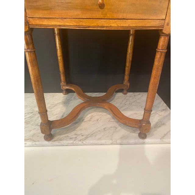 Brown 19th Century French Side Table With Embossed Leather Top and X-Form Stretcher For Sale - Image 8 of 11