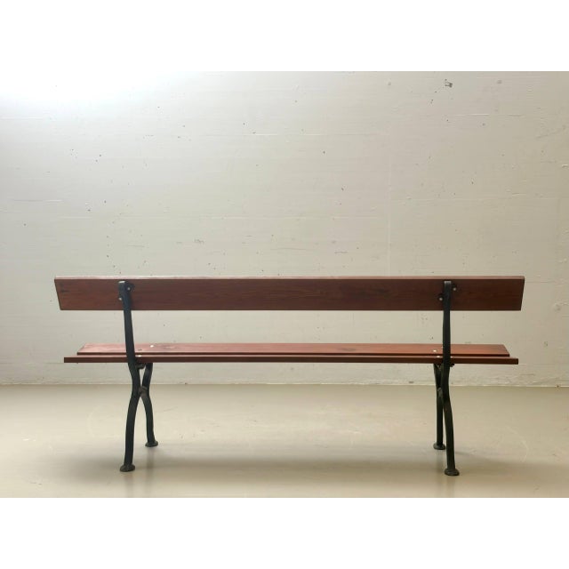 Garden Bench with Delicate Cast Iron Frame and Wooden Slats, 1960s For Sale - Image 10 of 18