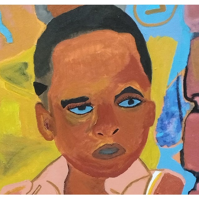 Portraiture "Watching It Unfold", Acrylic on Canvas Painting by David Akolo For Sale - Image 3 of 3