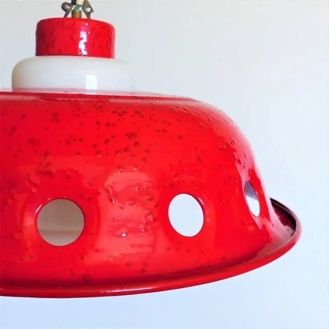 Ceiling Lamp with Red Enamel Overlay, 1960s For Sale - Image 11 of 14