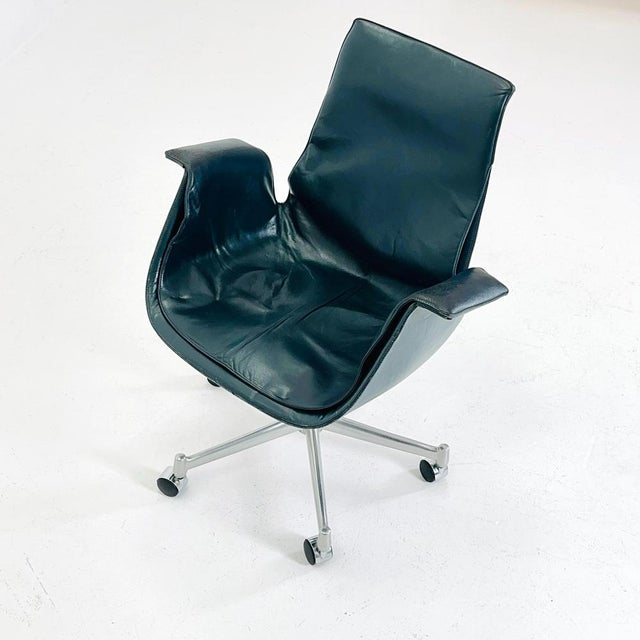 Black Mid-Century Dark Green Model 6727 Tulip Desk Chair by Preben Fabricius & Jørgen Kastholm for Walter Knoll, 1960s For Sale - Image 8 of 12