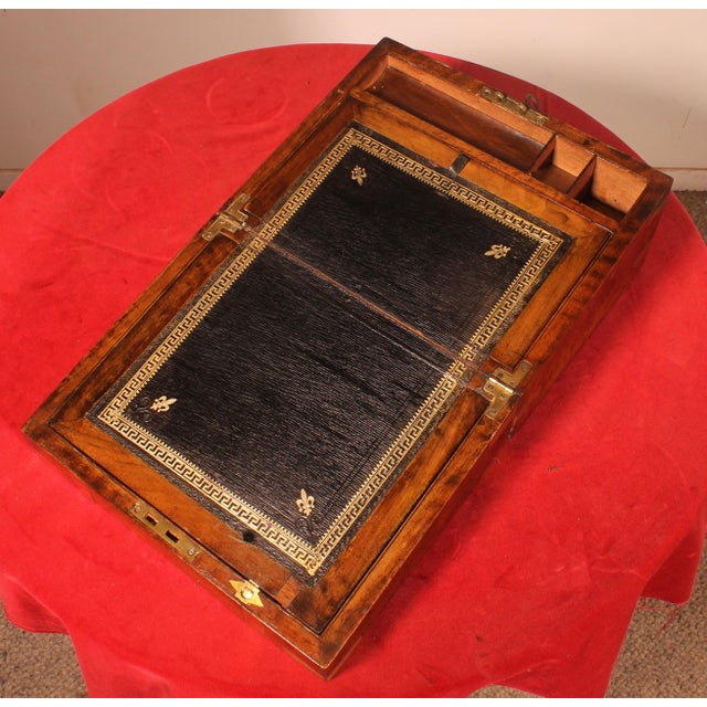 19th Century Walnut Marine Writing Desk with Hidden Compartment For Sale - Image 6 of 13