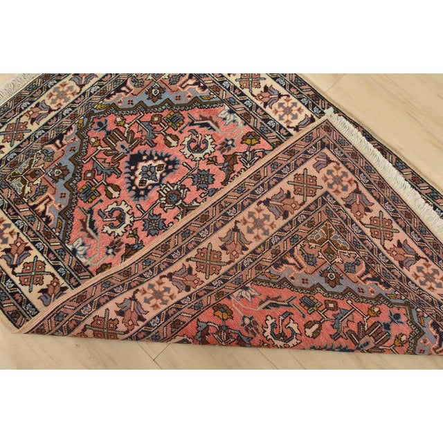 Ardabil Rug 3’3” X 4’10” Pink Wool/Silk Vintage Hand-Knotted Oriental Carpet For Sale - Image 11 of 12