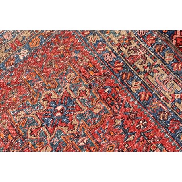 Antique Serapi Runner With Bold Geometric Medallions and Rich Tribal Design Motifs 3'3" X 14'0" For Sale - Image 13 of 13