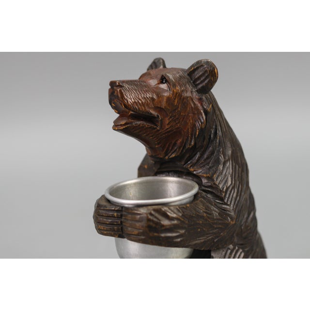 Hand-Carved Black Forest Bear with Aluminum Pot, 1920s For Sale - Image 6 of 18