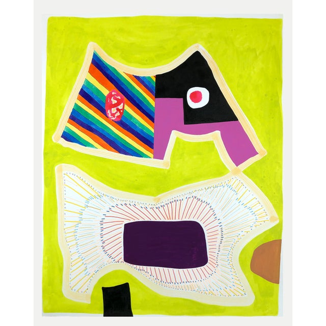 Contemporary abstract geometric colorful patterned work on paper by Texas-based artist Max Manning. The work features...