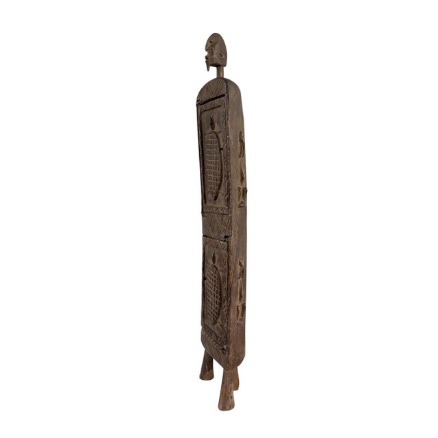 1980s Lg Vintage Unique Dogon Hand Carved Wooden Box Mali 27" H For Sale - Image 5 of 10