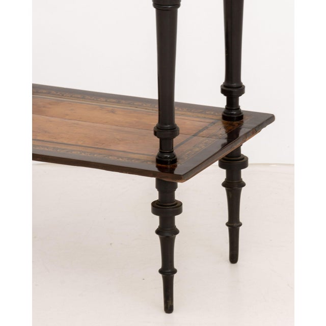 Italian Two-Tier Marquetry Ebonized Games Table, 19th Century For Sale In New York - Image 6 of 8