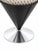 An iconic design armchair, created by Verner Panton as the "Cone Chair," with a polished stainless steel frame and black...