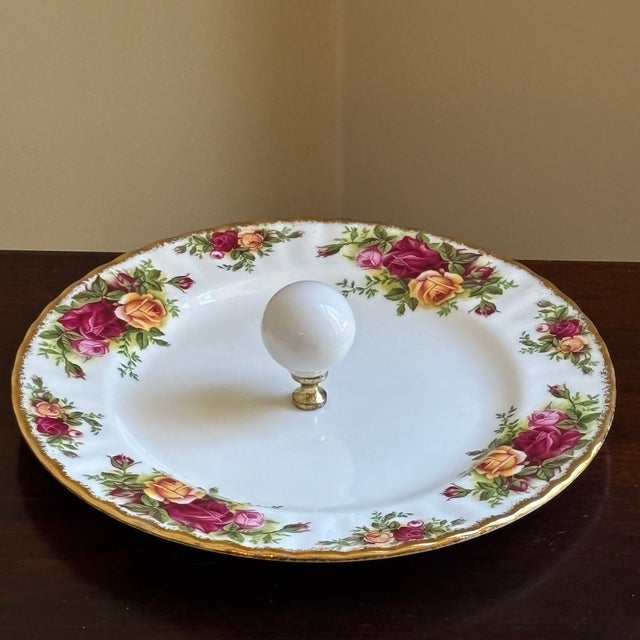 Vintage English Bone China Handled Serving Plate For Sale - Image 4 of 13