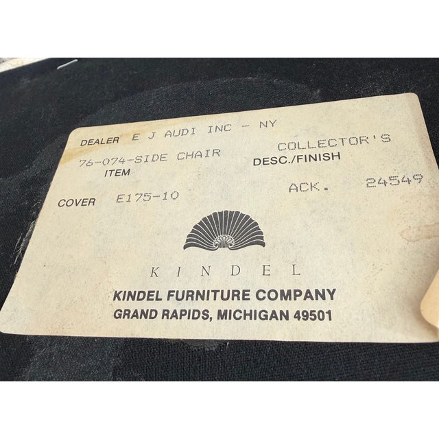 Traditional 1990s Kindel Upholstered Armless Dining Chairs For Sale - Image 3 of 3