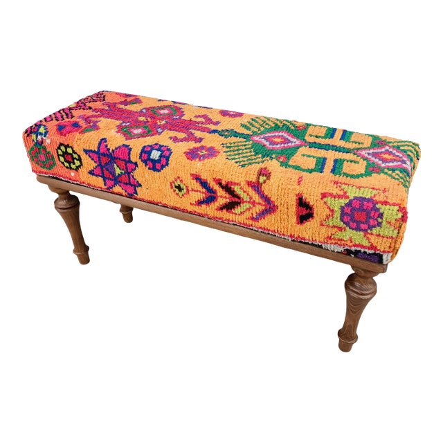 Bohemian Kilim Covered Bench For Sale