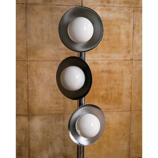 Chrome 1970s Italian Triple Globe Floor Lamp For Sale - Image 8 of 8