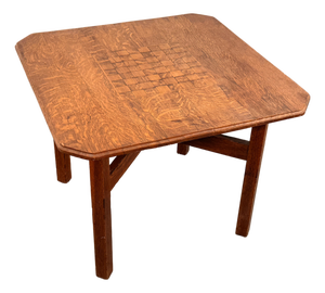 Antique Arts and Crafts Oak Chess and Checkers Game Table, Circa 1910